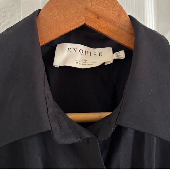 Exquise Anthropologie Black Button-Up Mini Tobie Shirt Dress XS - Picture 8 of 9